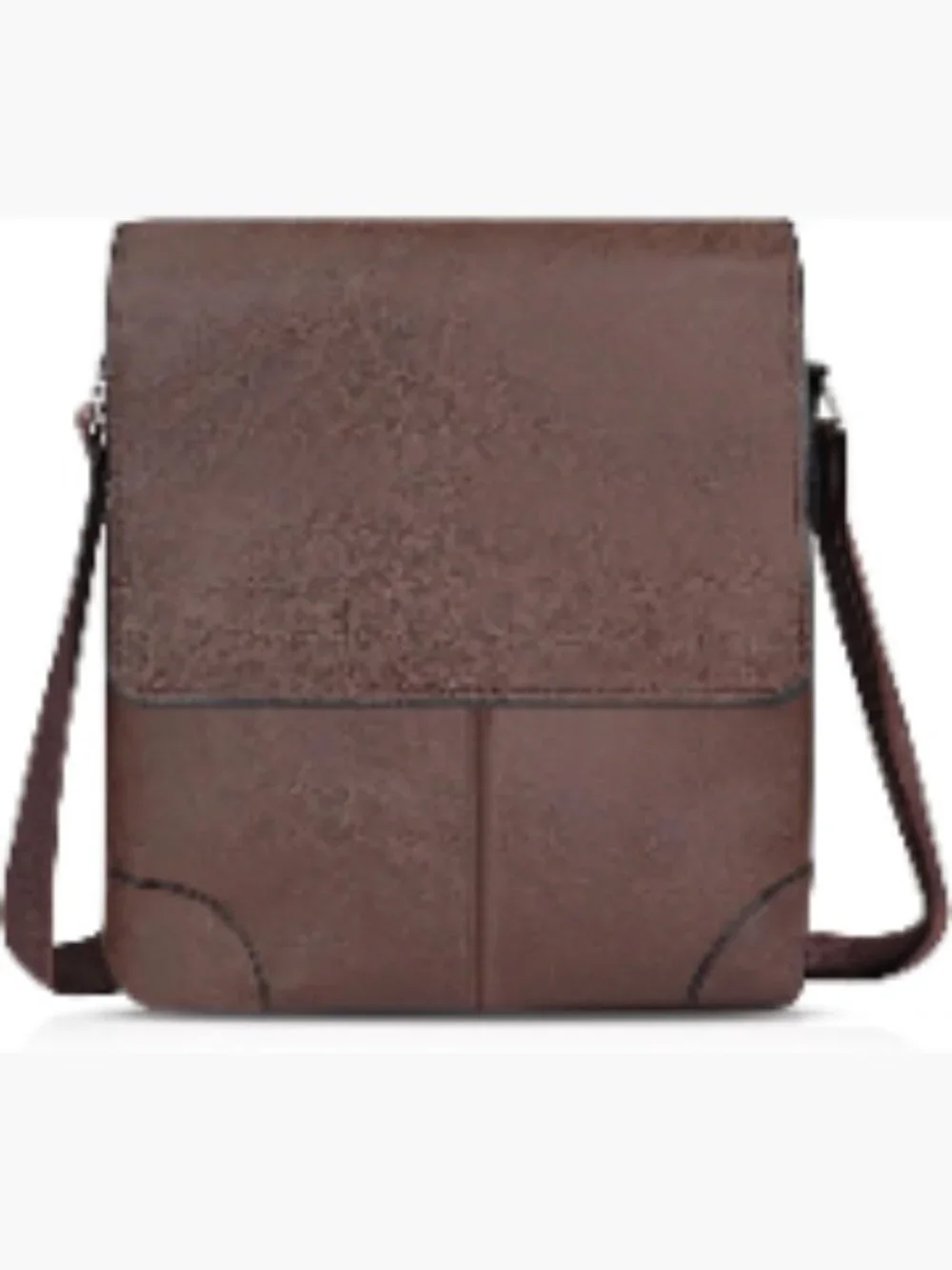 4-Pocket Messenger Bag with Adjustable Strap Faux Leather